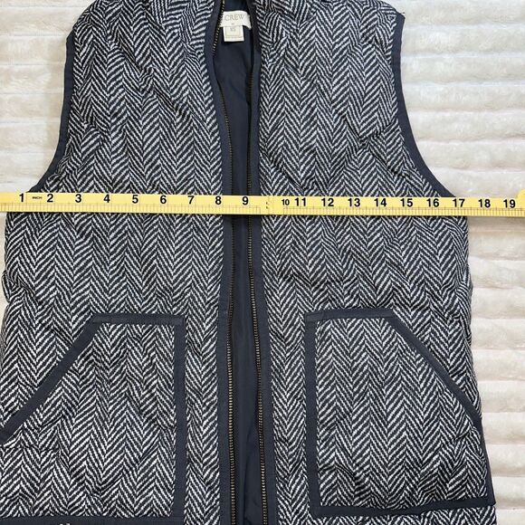 J. Crew Vest Womens Small S Gray Black Quilted Full Zip Pockets Down - Picture 5 of 7